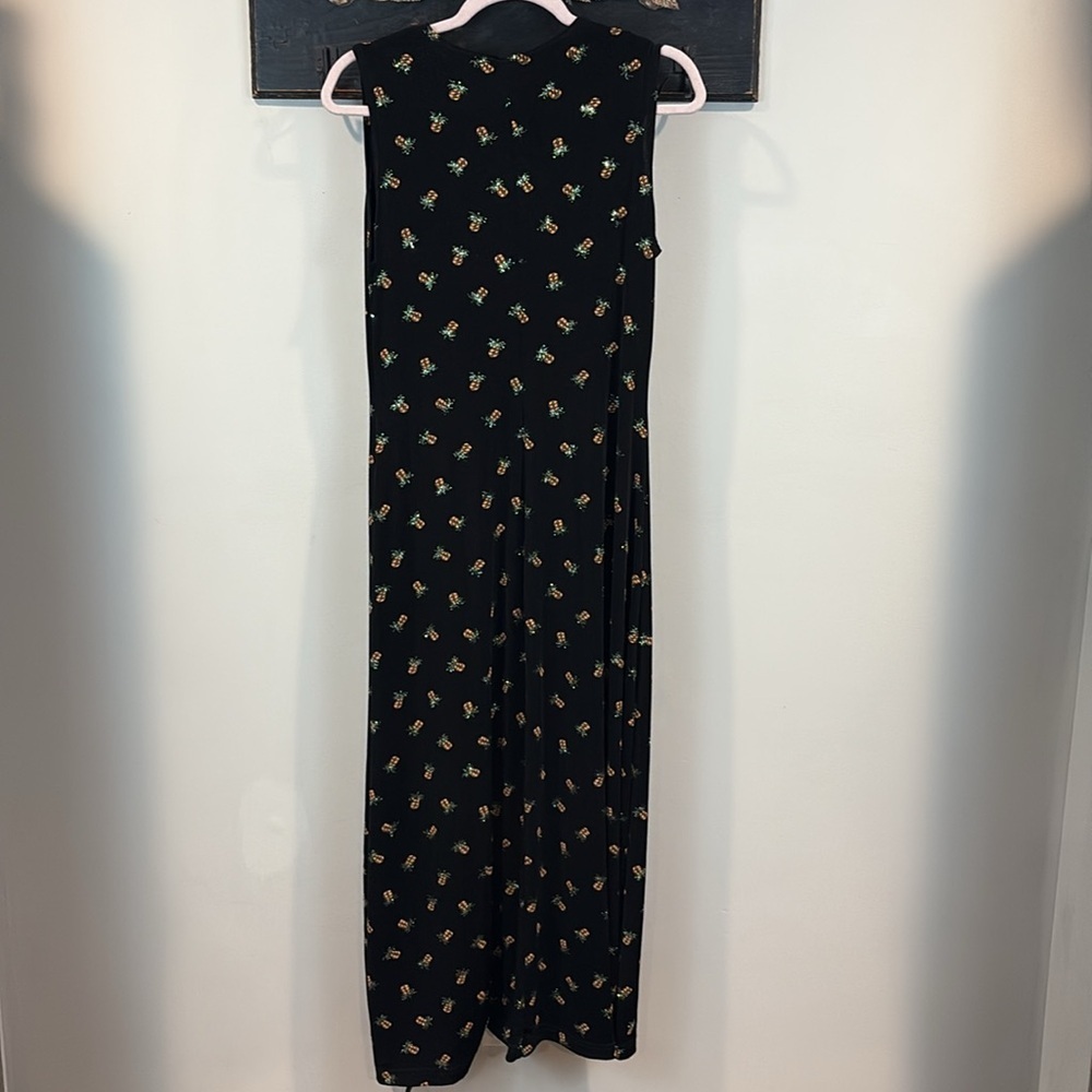 Vintage 90s Ronni Nicole Sleeveless Sparkly Pineapple Stretch Knit Maxi Dress 12 - Picture 8 of 9